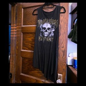 Asymmetrical skull print dress. XS. BLACK.